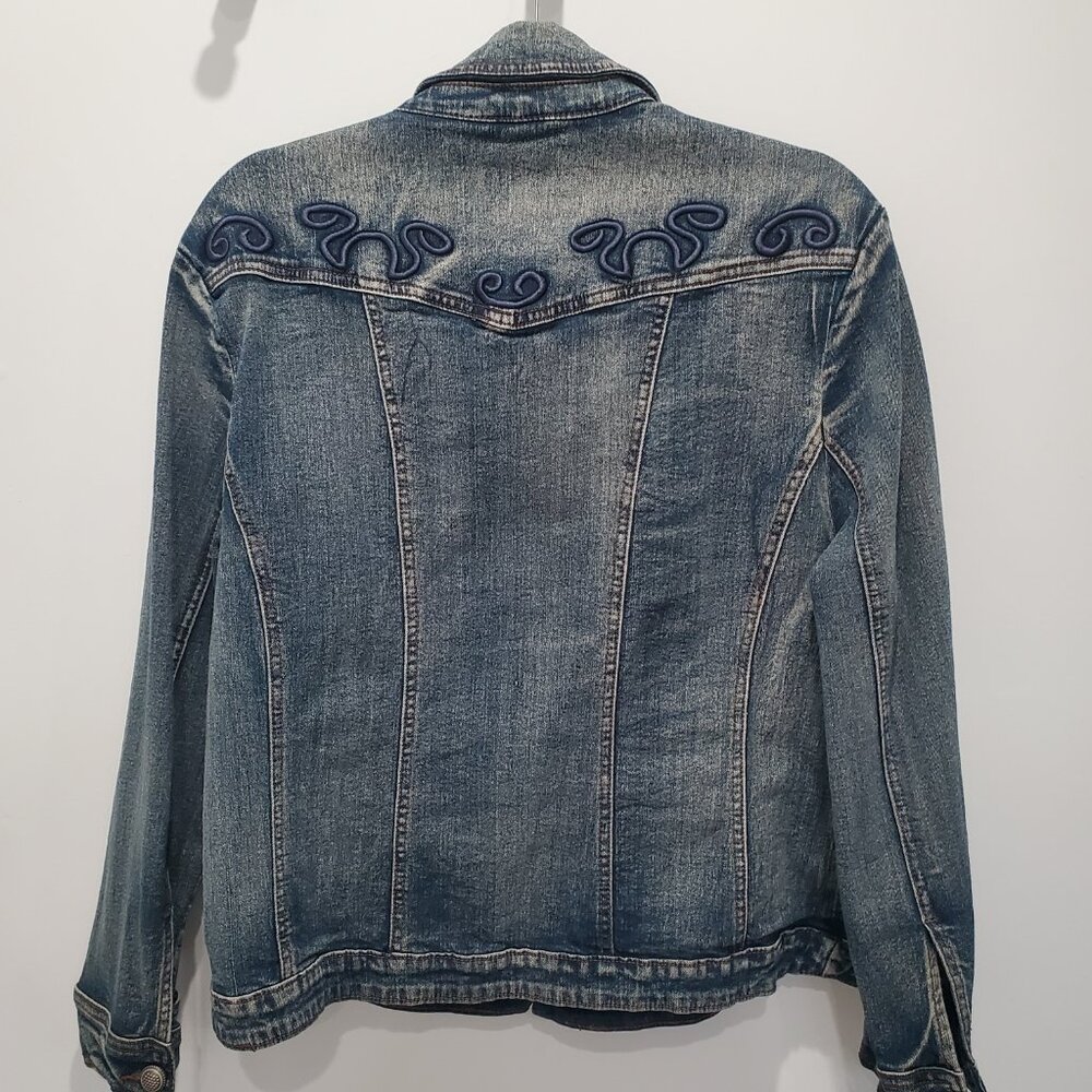Back In The Saddle Womens Denim Jacket Southwestern Detail Embroidery Rodeo XL - Picture 6 of 11